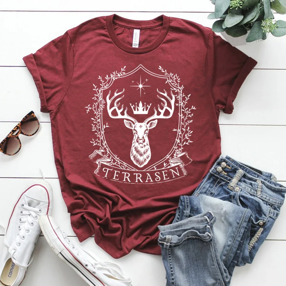 

TOG Terrasen T Shirt Throne of Glass Sarah J Maas ACOTAR Shirt Bookish Tops Crescent City Rhysand Velaris Vitnage Graphic Tee