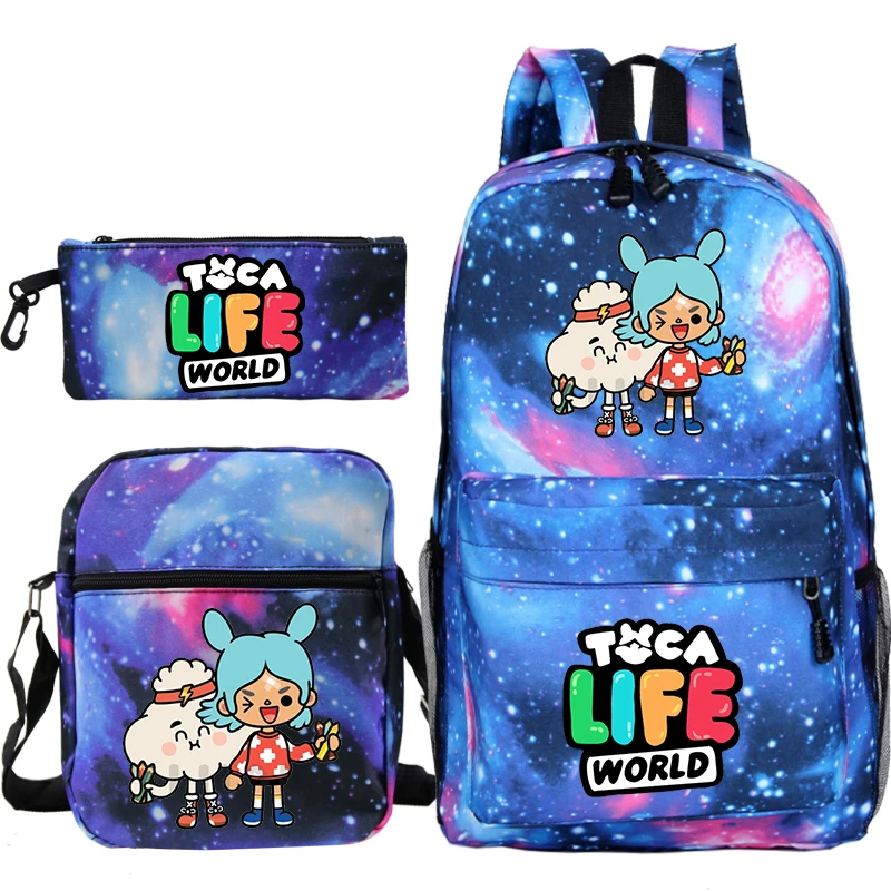 

Toca Life World School Bags Backpack for Kids Boys Girls Cartoon Children Backpacks 3pcs Set Waterproof Mochila Students Bookbag