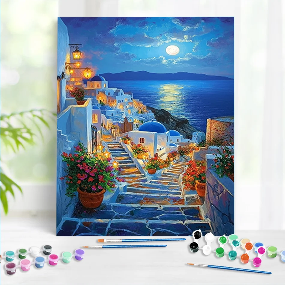 RUOPOTY Painting By Numbers Urban Night View Oil Picture On Canvas Acrylic Paint Paintings For Adults By Numbers Acrylic Kits