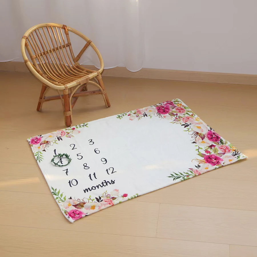 Coperte per Traguardi di Crescita Neonatale, Souvenir Mensili per Bambini, Sfondo per Servizi Fotografici, Abbinabili a Carte con Dischi in Legno - immagine 3