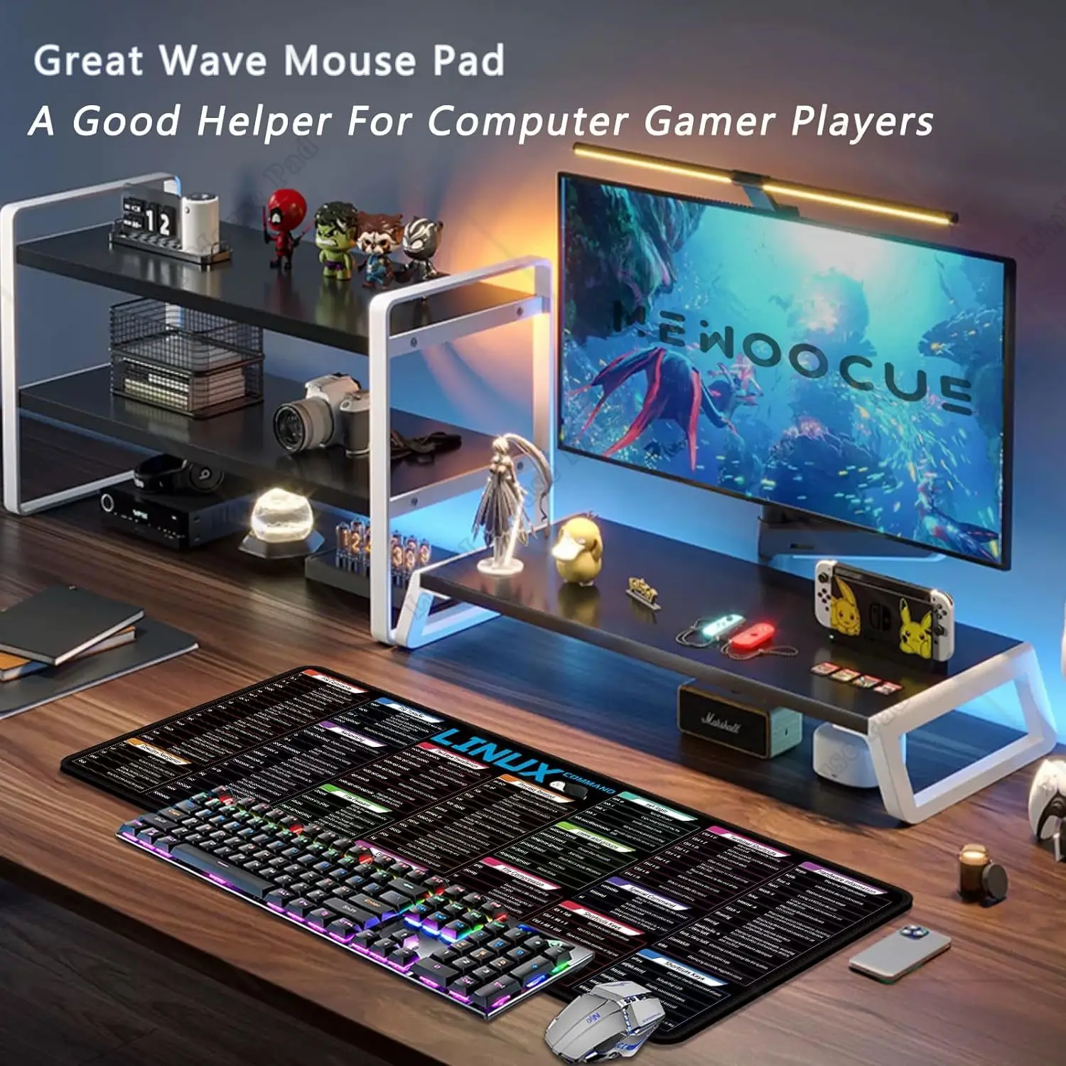 Linux File Commands Line Black Large Cheat Sheet Mousepad for File