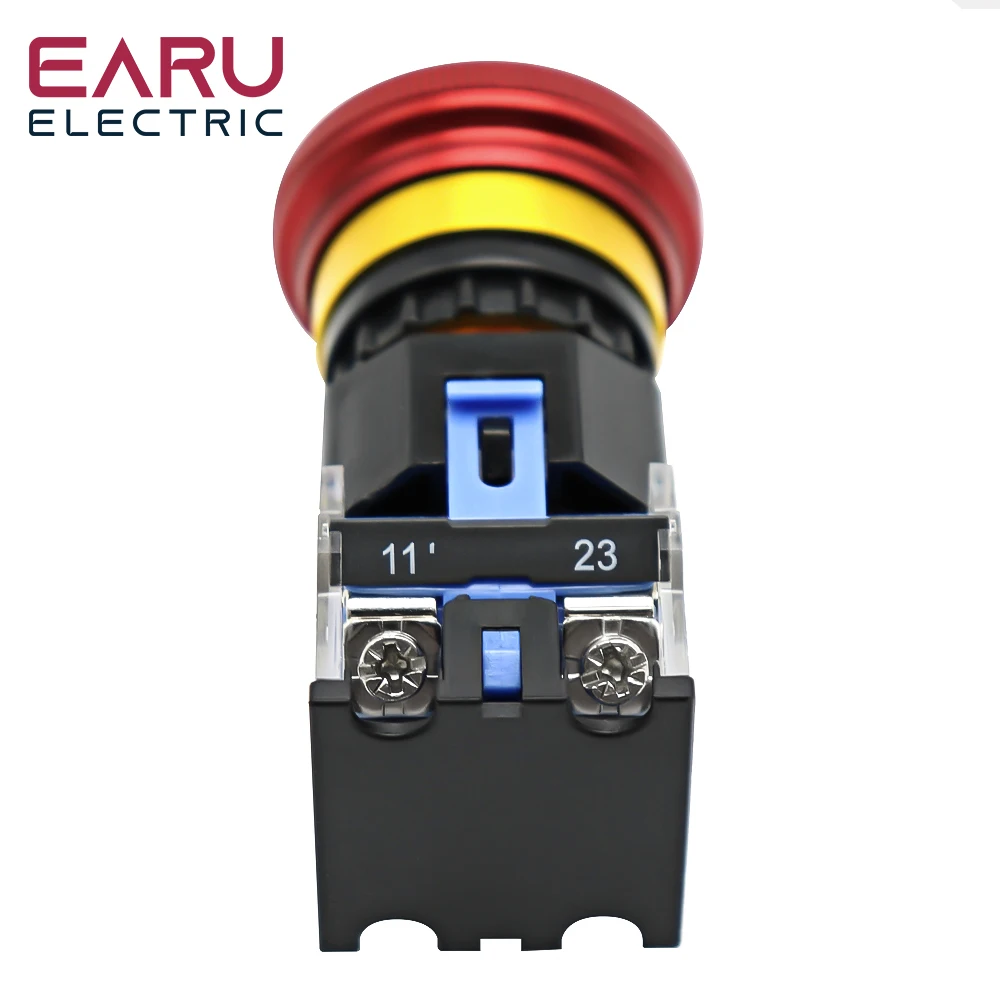 EARU 22mm 10A Metall-Not-Aus-Schalter, Pilzkopf-Taster, selbstverriegelnd, für Aufzüge, Stromstart, Not-Aus – Detail 4