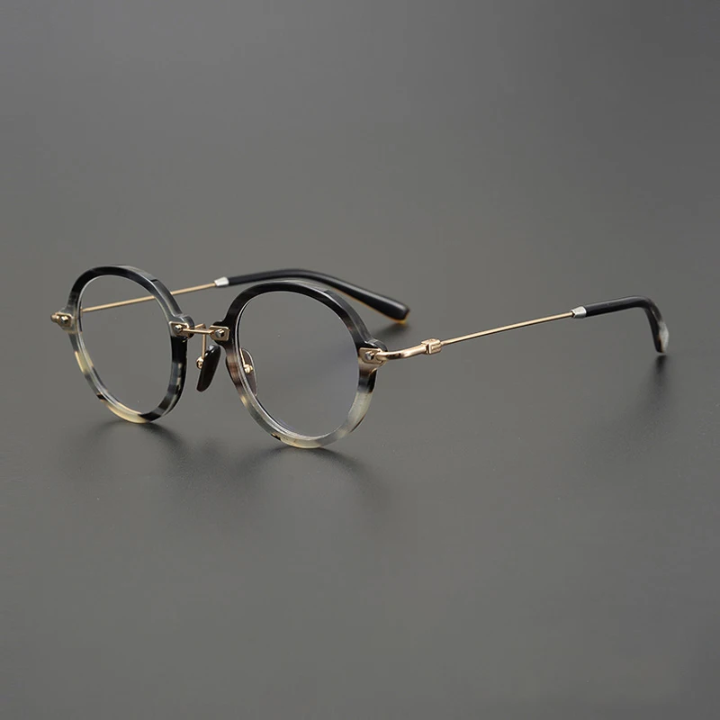 

Natural Buffalo Horn Glasses Frame Handmade Round Titanium Eyeglasses Men Optical Eyewear Women Reading Fashion Glasses Frame