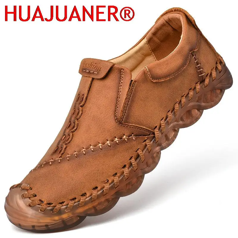 

2023 Leather Casual Men Shoes Fashion Mens Loafers Slip-on Men's Walking Sneakers Handmade Brand Moccasins Adult Zapatos Hombre