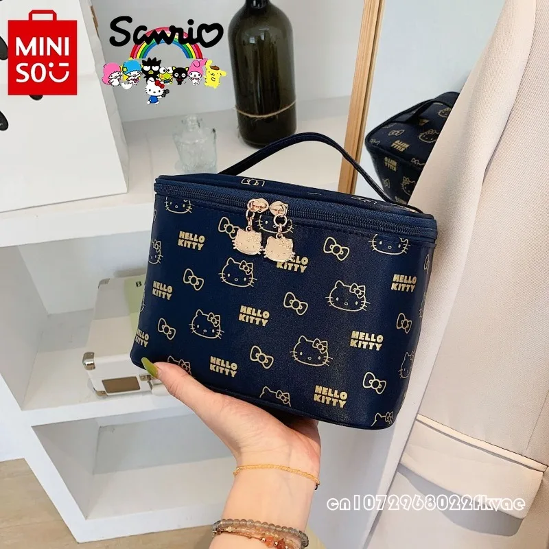 Miniso Hello Kitty New Makeup Bag Fashionable and High Quality Women's Wash Bag Cartoon Large Capacity Portable Storage Bag