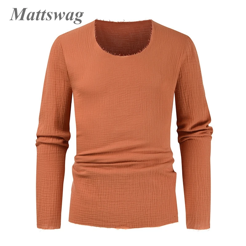 

Men Linen Cotton Long Sleeve T Shirts Regular Fit Solid Color Casual Daily Simple Tops Male O Neck Breathable Clothing Hombre