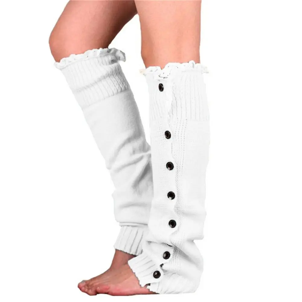 Quality Knitted Ankle Warmers Boot Winter Leg Warm Elastic Lace Knee High Long Foot Covers Soft Warmer Socks_voghion.com