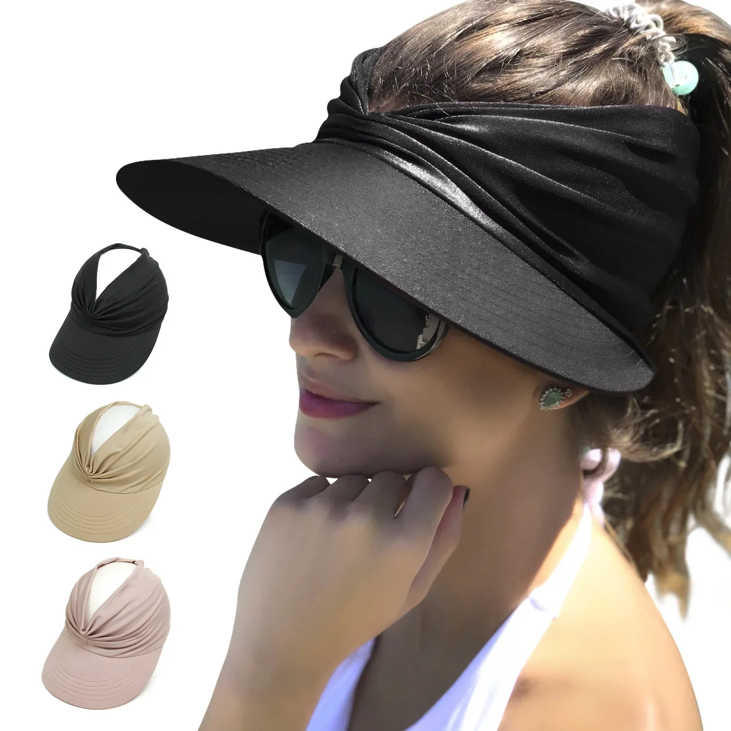 Chapeau Flexible Anti-UV pour femmes adultes, visière à large bord, casquette de voyage facile à transporter, mode plage été, chapeaux de Protection solaire_voghion.com