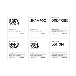 Elegant 16oz Soap Dispenser Bottles with Waterproof Labels for Bathroom and Kitchen Decor (White)