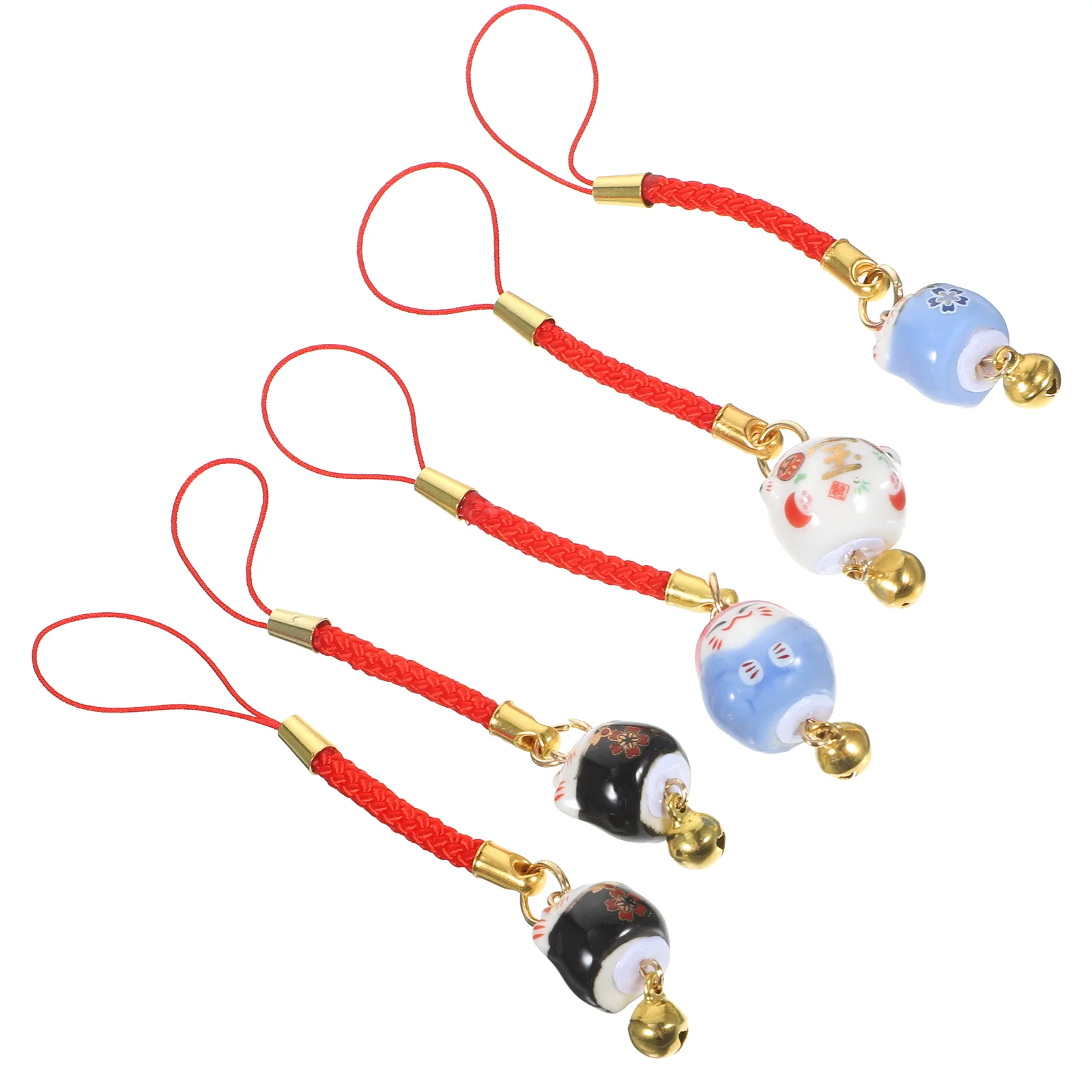 

5 Pcs Lucky Cat Ornament Fortune Hanging Lanyards Keys Welcome Smartphone Pendant Ceramics Chic Child