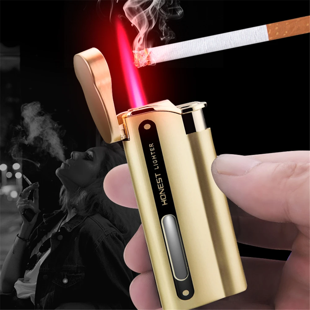 Metal Torch Gas Lighters Jet Straight Red Flame Inflatable Windproof