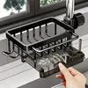 Kitchen Sink Faucet Organizer,3in1 Kitchen Faucet Organization Rack - Dish Sponge Holder, Multi-Function Storage Caddy Rack
