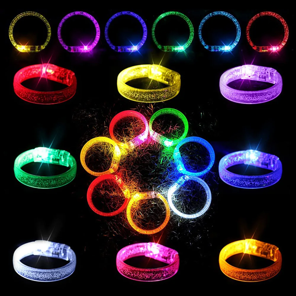 10/20/50Pcs LED Bracelets Wristbands Glow In The Dark Neon Light Up Bracelet