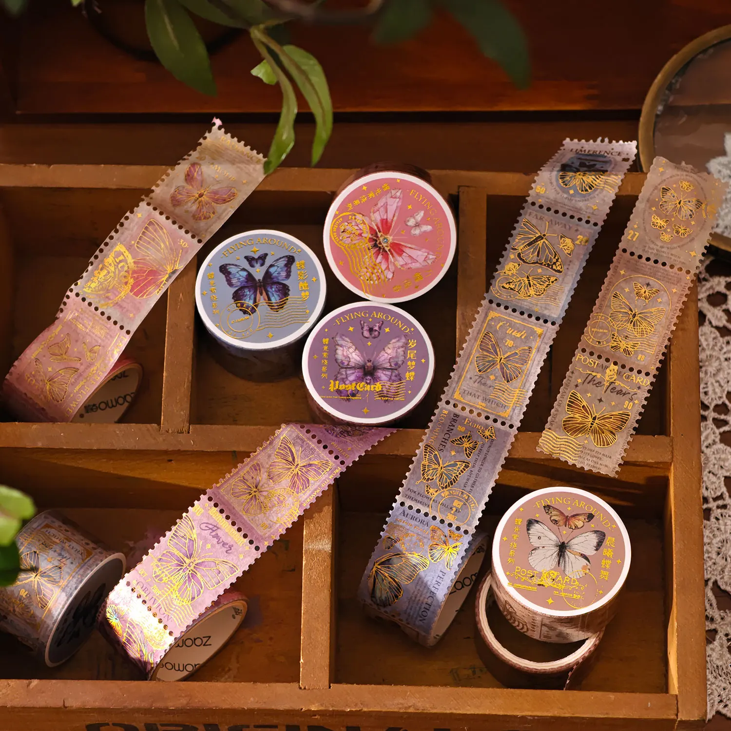 핫 스탬핑 Washi 테이프 나비 라이트 실버 시리즈 Ins 스타일 나비 테마 핸드북 DIY 장식 재료 스티커
