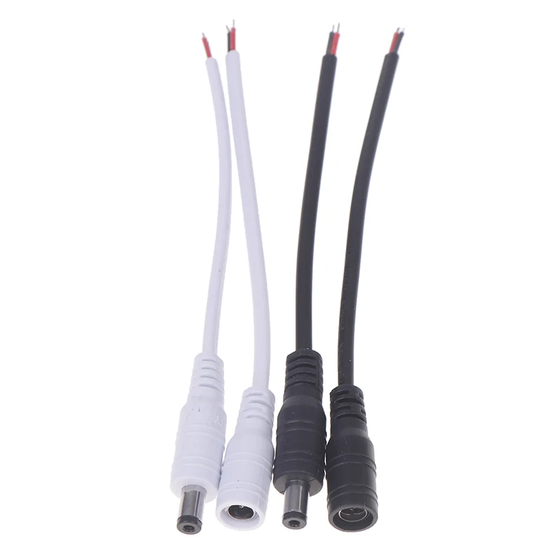 10pcs DC Power Pigtails Cable 22AWG Female Male 5.5mm X 2.1mm Connector For 12V Power Supply Adapte CCTV Camera DVR LED Strip