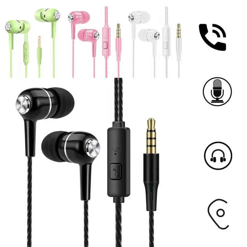 Universal Wired Sport Earbuds with Bass and Built-in Mic