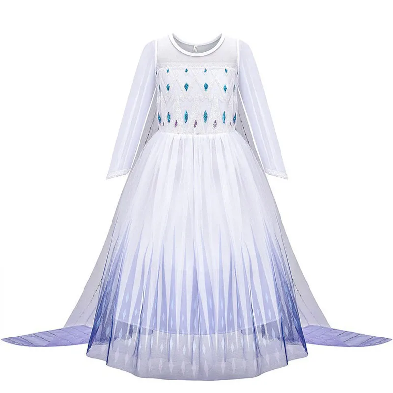 thumbnail image 1 of Disfraces de Halloween de Disney Frozen para niñas, princesa Elsa, Reina de la nieve, vestidos largos elegantes, ropa de fiesta de carnaval, Vestido, 1 of 5