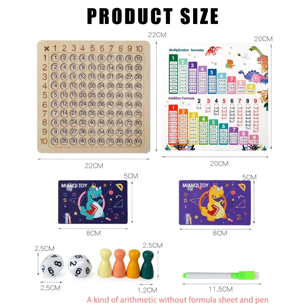 Montessori Wooden Arithmetic Math Board Toy Multiplication Addition Sensory Enlightenment Competitive Puzzle Kids Favor Gift 6