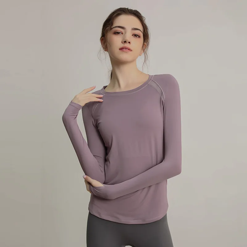 thumbnail image 1 of Tops de Yoga de manga larga para mujer, Top deportivo para correr, blusa holgada de entrenamiento para gimnasio, ropa deportiva para senderismo al aire libre, otoño e invierno, 1 of 5