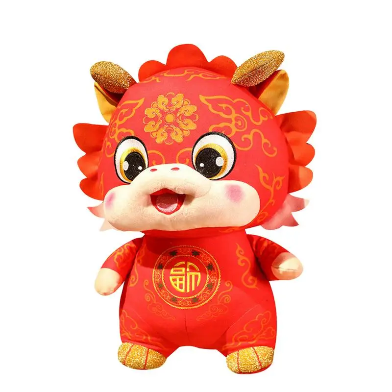 

Новогодний плюшевый дракон, китайский новый год, дракон, мягкие животные с иероглифом фу, мягкие животные, талисман дракона 2024 год
