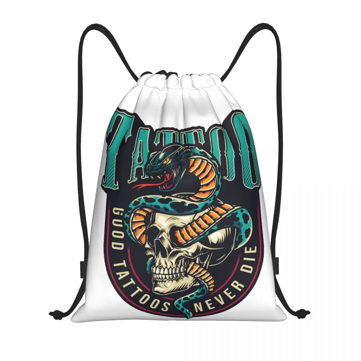 

Сумка на шнурке ТВ-Кобра Кай для мужчин и женщин, портативный спортивный рюкзак для тренажерного зала со змеиной текстурой, Хорошие татуировки, рюкзаки для хранения никогда не умирает