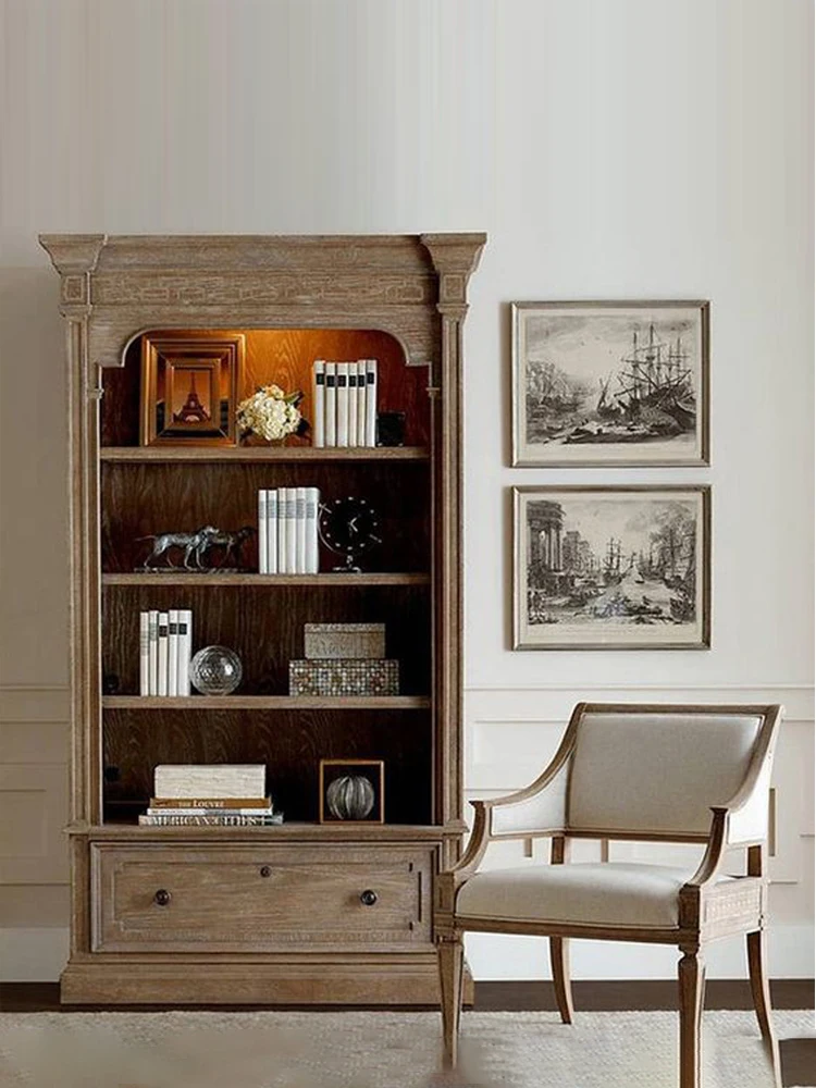 

Шкаф-книжка из массива дерева, шкафчик для гостиной, шкаф для демонстрации, винный шкаф во французском ретро стиле, книжная полка