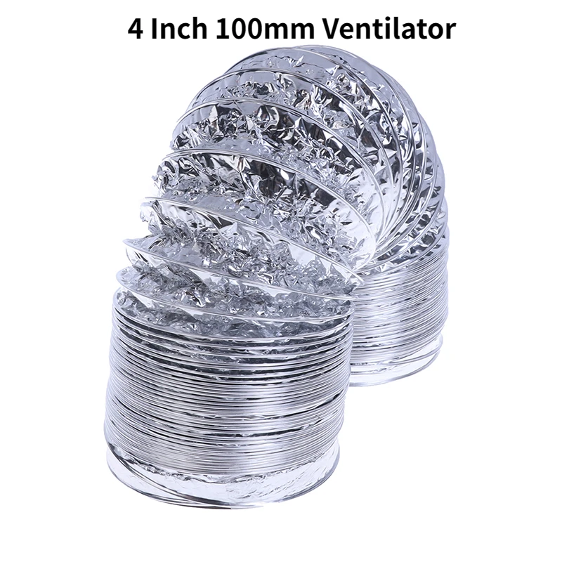 Aluminum foil ventilation pipe ventilation hose 1PC 4 Inch 100mm Ventilator Pipe Pvc Aluminum Tube Air Ventilation Hose Flexible Exhaust Duct 3/2m System Vent Bathroom 1.5m