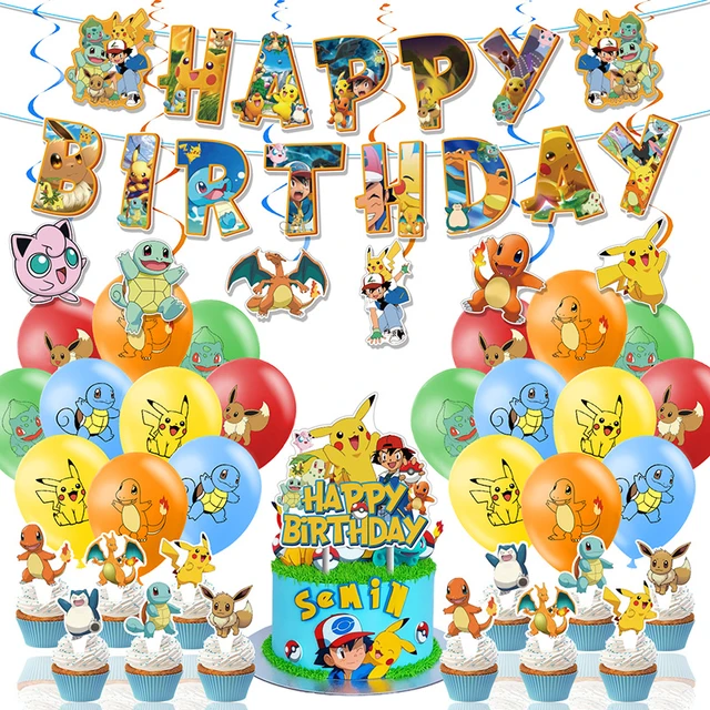 Bannière Pokémon Pikachu en Latex pour Enfant, Décoration de ixd' Anniversaire, Ballon, Gâteau, Fourniture, Cadeau, 1 Ensemble - AliExpress