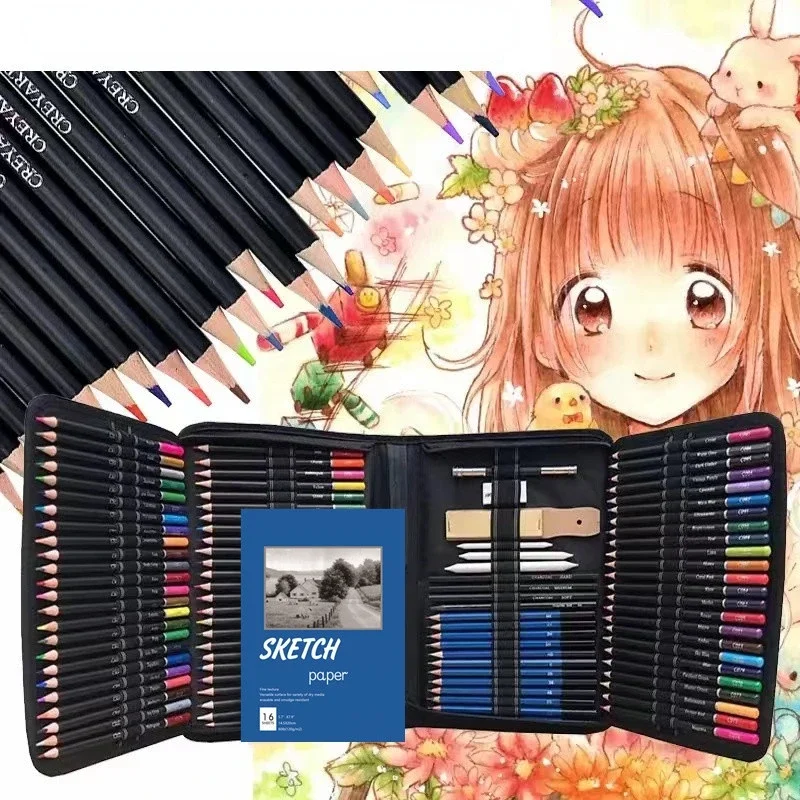 145 전문 유성 색연필 아트 페인팅 연필 스케치 도구 초급 드로잉 디자인 스트로크 펜 학교 미술 용품 
