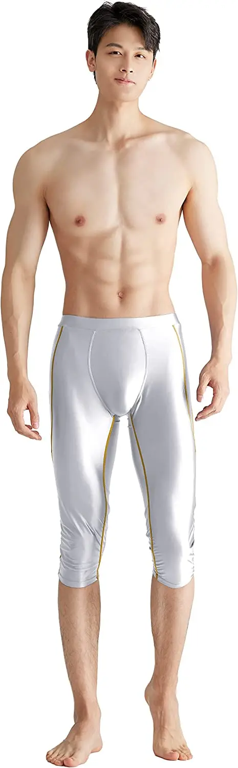 men's fitness jumpsuit shiny breathable running slim-fit tights