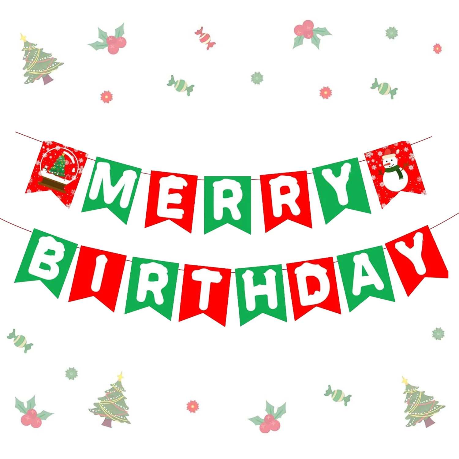 

Merry Christmas Banner Cake Topper, Birthday Party Decorations, Xmas Eve, Winter Holiday Supplies