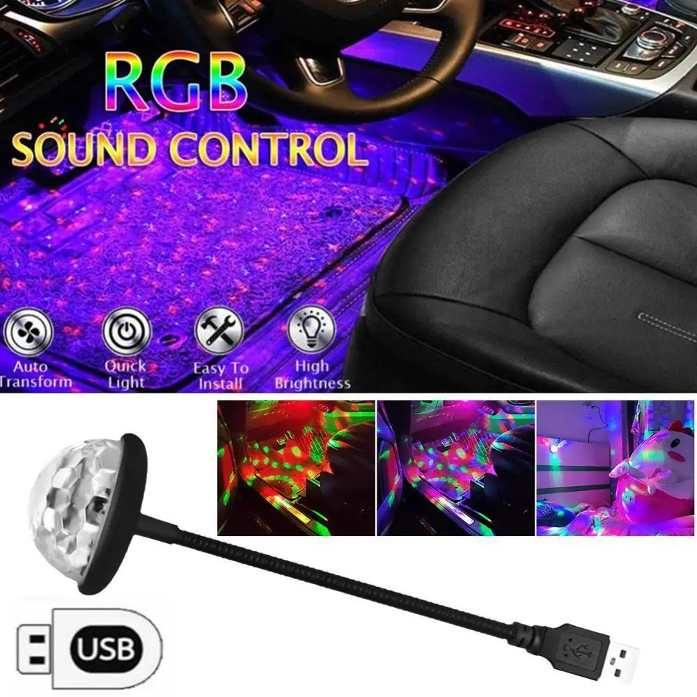 USB Disco Ball Light LED Small Magic Voice Control RGB Atmosphere Lamp