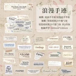 Vintage - Style Decorative Label Stickers - 100 PCS for Scrapbooking & Journals (D)