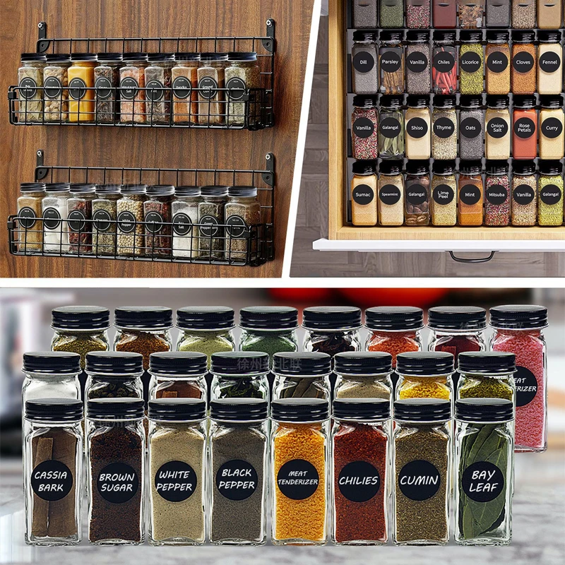 

120ML Glass Seasoning Shaker Bottles Spices Condiment Jars Kitchen Salt and Pepper Shaker Spices Boxes for Kitchen Gadget Tool