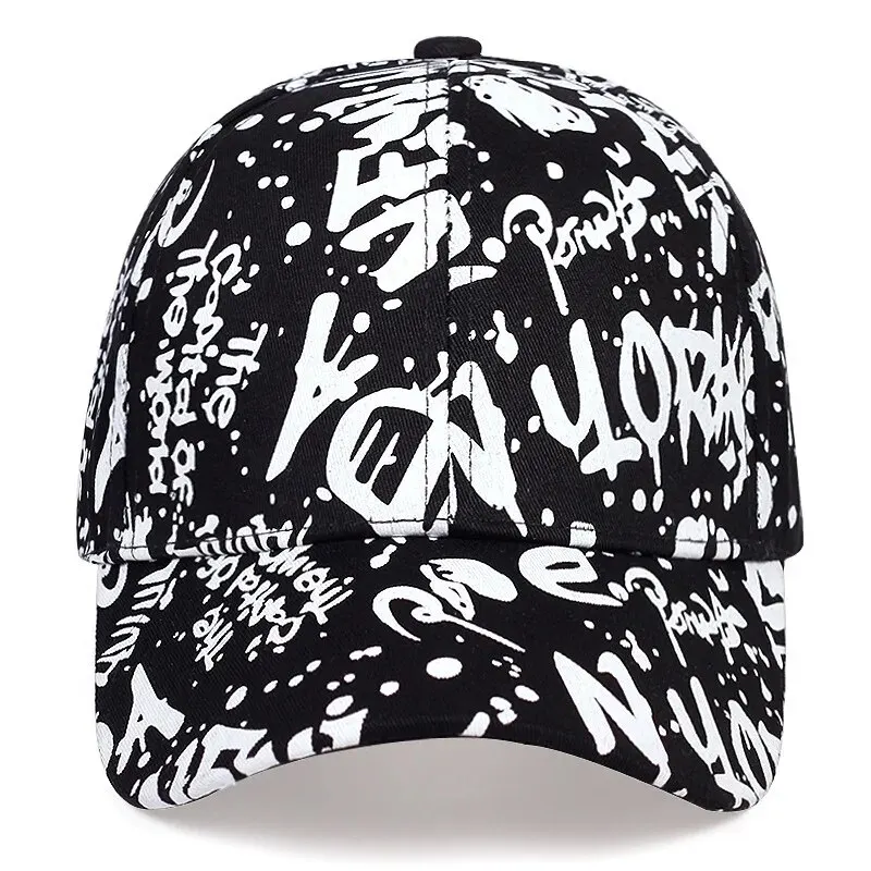 Baseball Caps Unisex Letter Graffiti Print Spring and Autumn Outdoor Adjustable Casual Sunscreen Hat
