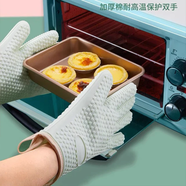 4Pcs Silicone Oven Mitts and Pot Holders Heavy Duty Cooking Gloves Kitchen  Tool