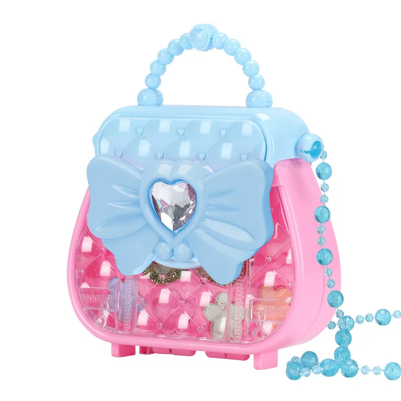 Heart of the Ocean Makeup Handbag Water Soluble Safe Girls Cosmetic Box Play House Toy Real Glitter Lipstick