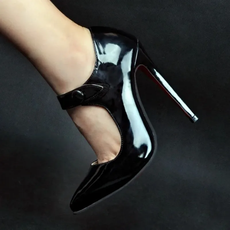 

2024 New Fashion Women Classics Pumps Mary Janes Thin High Heels Pumps Nice Pointed Toe Black Party Shoes Women US Size 4-15