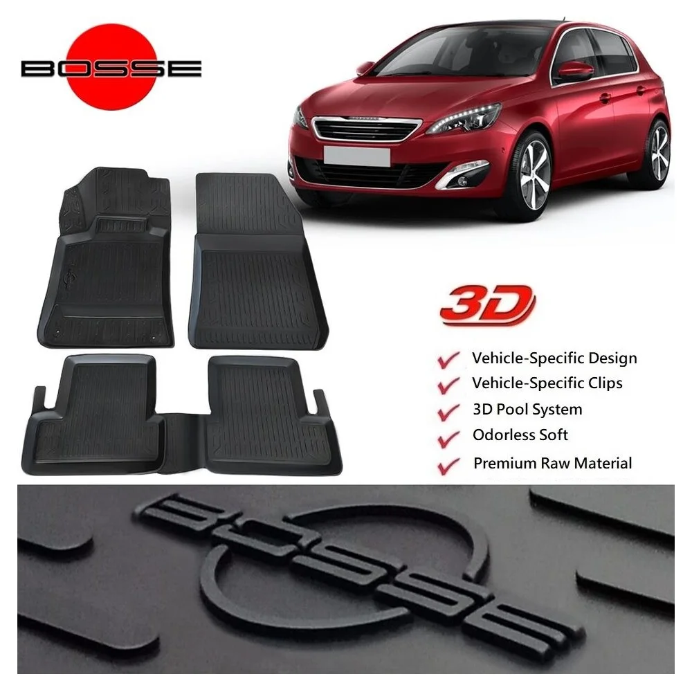 

3D Pool Car Mats for Peugeot 308 Between 2014 2020 Auto Interior Carpet Protector Accessories Rubber Luxury Floor Non Slip