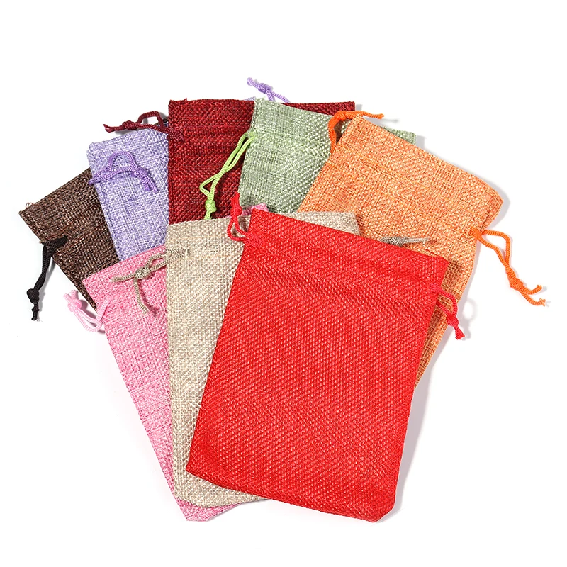 

6pcs/Lots Burlap Bags Are Used to Hold All Kinds of Exquisite Accessories and Gifts for Relatives and Friends 10x14cm