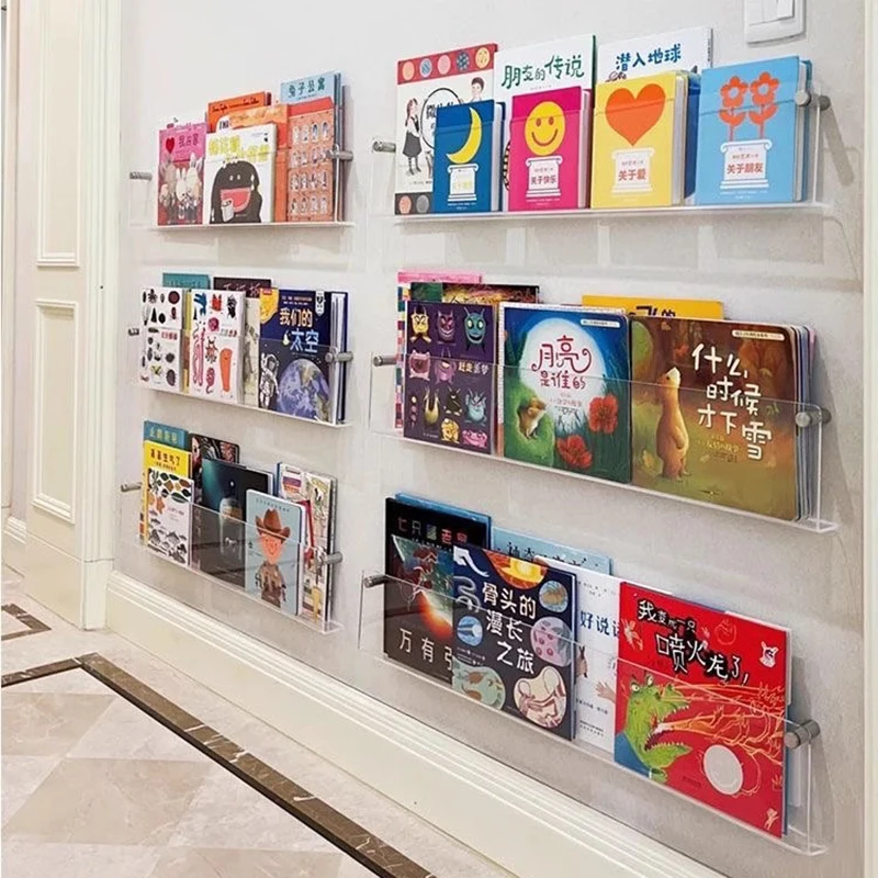 Nordic Creative Wall-Mounted Bookshelf Transparent Acrylic Book Display Wall Hanging Magazine Rack for Home Decor Estantes FYMR