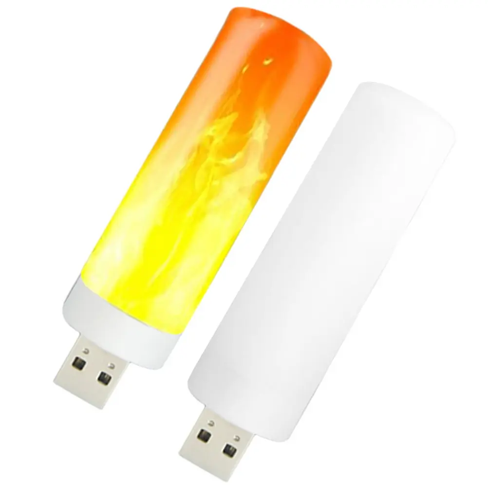 2개입 USB LED 불꽃 효과 플러그인 야간 조명 소형 무드등 침실 침대 옆 장 침실등 플러그인
