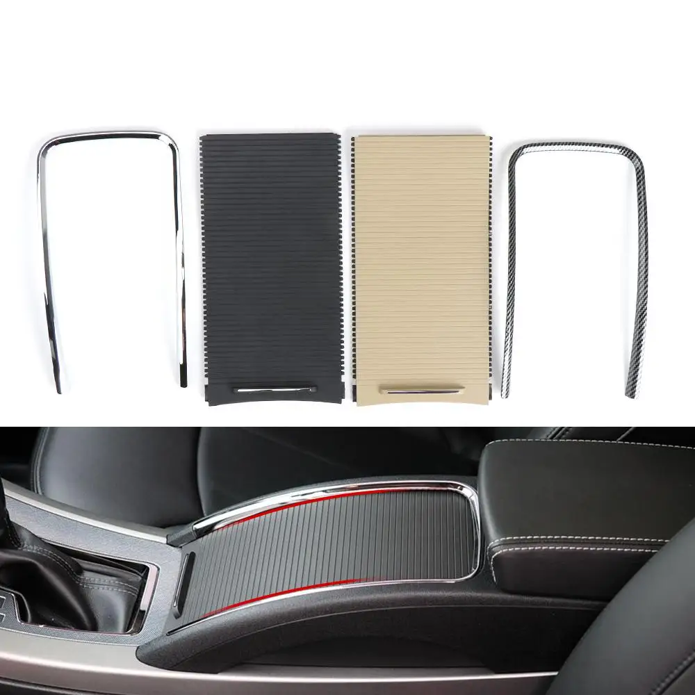 For Buick Lacrosse Car Center Console Cup Holder Roller Blind Cover Armrest Box Storage Box Strip Plating Trim Ring 2009-2013
