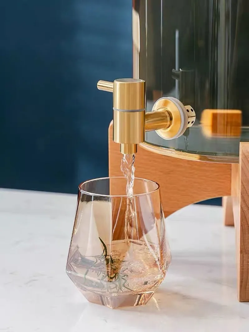 Glass Cold Water Pitcher Household Large Capacity With Tap Cups Wine Juice Barrel Heat Resistant Lemon Bottle