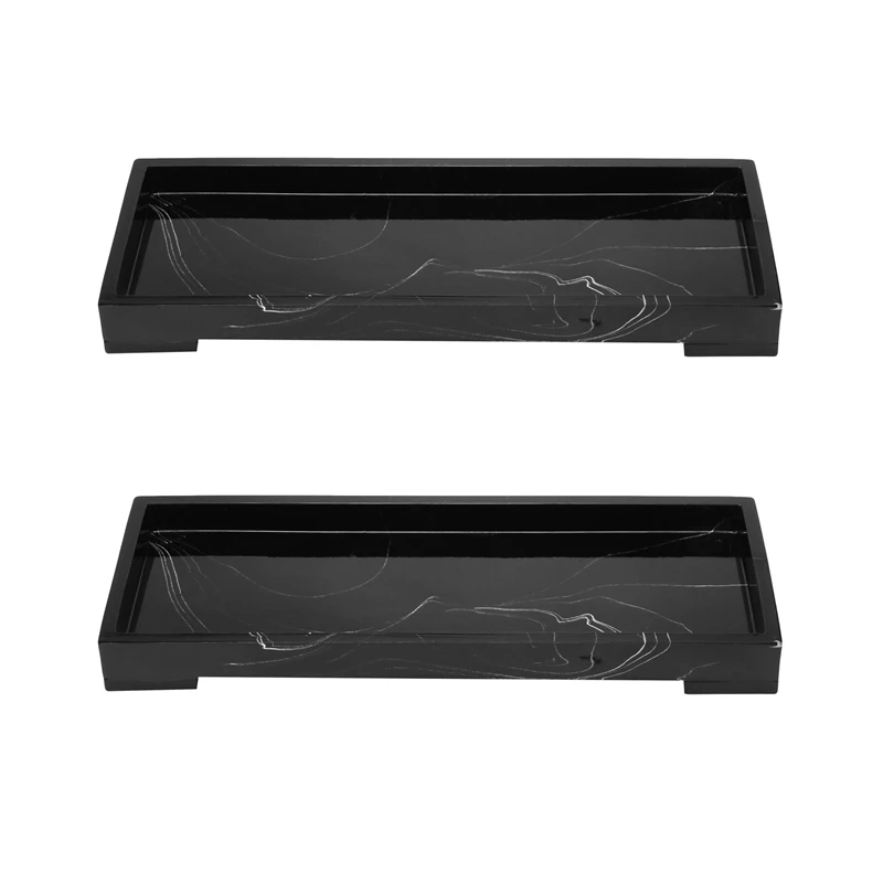 

2X Vanity Tray Black Bathroom Vanity Countertops Toilet Tank Storage Tray,Home Marble Stone Vanity Tray,Organizer Tray Retail