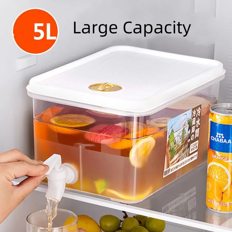 5L Fridge Beverage Dispenser Large Capacity Portable Cold Kettle Juice Jug Cold  Kettle with Faucet for Parties and Daily Use - AliExpress