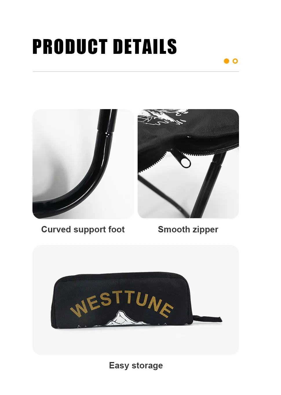 Description Picture 5 of itemWESTTUNE Camping Stool Outdoor Ultralight Folding Fishing Zipper Storage Portable Collapsible Camping Seats Beach Hiking Stool