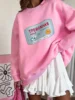 Bornladies Print Warm Sweatshirt Loose Round Neck Oversized Chic Women's HoodiesTrendy Casual Autumn Winter Office Lady Pullover 1
