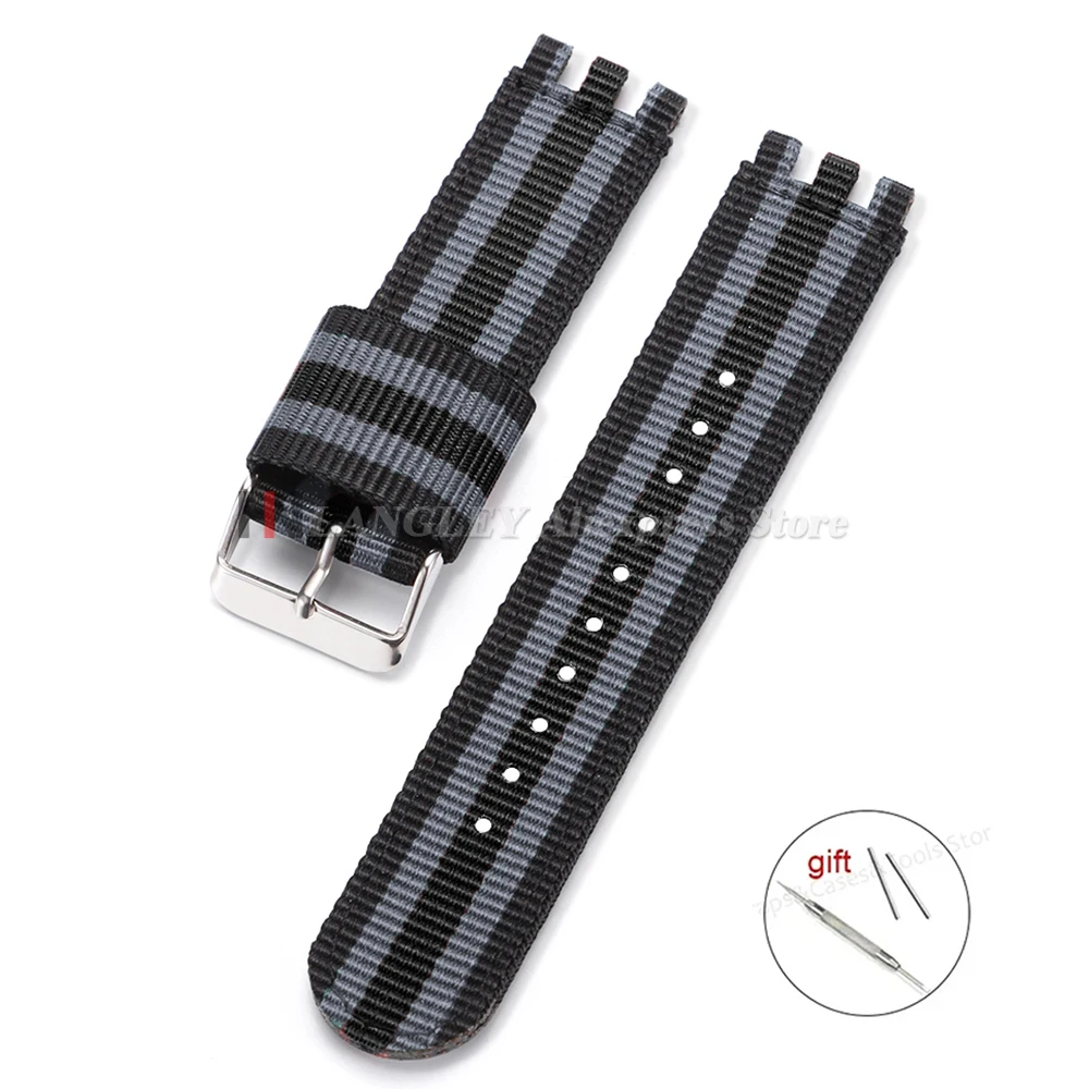 Green & Black Sport Nylon Watchband - Fabric Weave Wristband Replacement