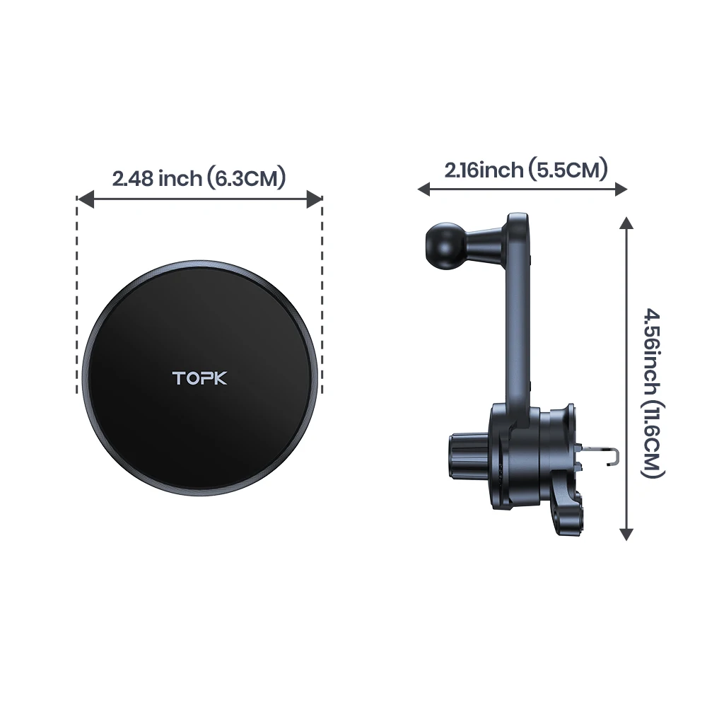 TOPK Edelstahl-Haken-Autotelefonhalter, magnetischer Telefonhalter, Mag-Safe-Halterung für Lüftungsschlitze und Armaturenbrett, für iPhone 15, 14, 13, 12 – Detail 16